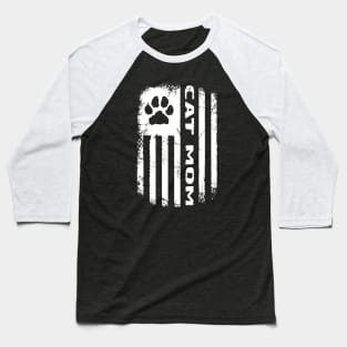 Cat Mom Distressed Flag Baseball T-Shirt